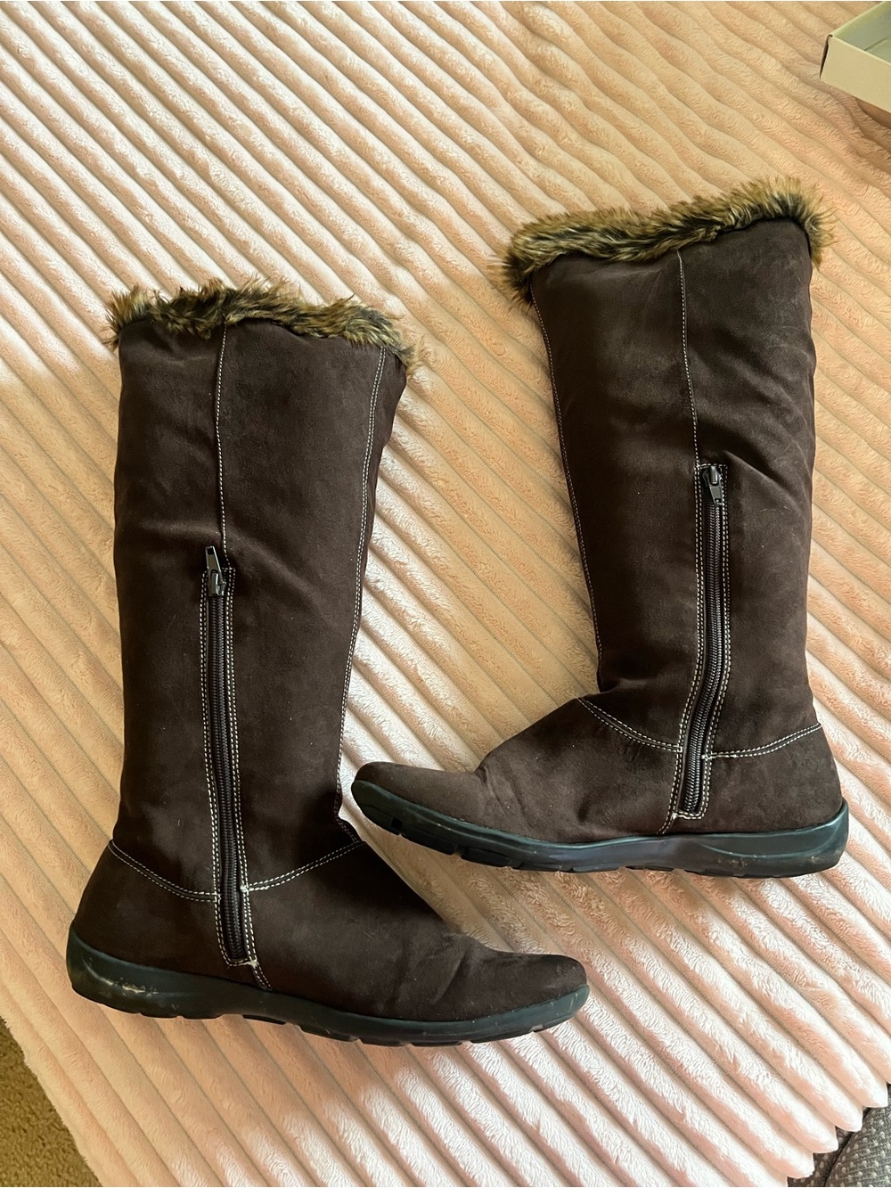 Naturalizer Women's Dark Brown Over-the-Knee Faux-Fur Trim Boots